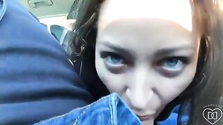 Oral Creampie: Dani gives a lucky guy a blowjob in her car #2